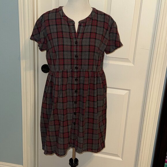 eShakti Tartan Flannel Red/Gray L14 - Picture 1 of 3